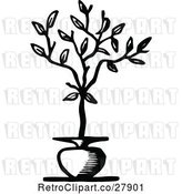 Vector Clip Art of Retro Potted Tree by Prawny Vintage