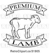 Vector Clip Art of Retro Premium Lamb Food Banners and Sheep by AtStockIllustration