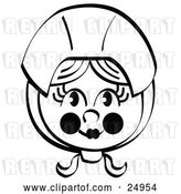 Vector Clip Art of Retro Pretty Female Pilgrim with Flushed Cheeks, Wearing a Bonnet over Her Hair by Andy Nortnik