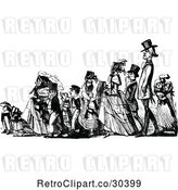 Vector Clip Art of Retro Procession of People by Prawny Vintage