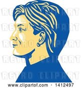 Vector Clip Art of Retro Profile Portrait of Hillary Clinton by Patrimonio