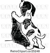 Vector Clip Art of Retro Puppy Standing Against a Wall by Prawny Vintage