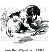 Vector Clip Art of Retro Puppy with a Spoon and Dish by Prawny Vintage