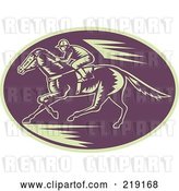 Vector Clip Art of Retro Purple and Beige Horse Racing Logo by Patrimonio