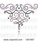 Vector Clip Art of Retro Purple and Black Ornate Swirl by BNP Design Studio