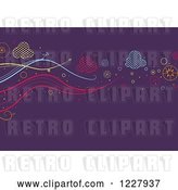 Vector Clip Art of Retro Purple Background with Clouds and Waves by BNP Design Studio