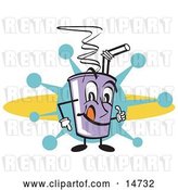 Vector Clip Art of Retro Purple Cup Holding Fountain Soda and a Straw by Andy Nortnik