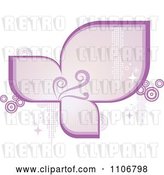 Vector Clip Art of Retro Purple Frame with Flourishes Circles Sparkles and Halftone by Amanda Kate