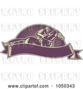 Vector Clip Art of Retro Purple Jockey and Banner by Patrimonio