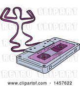 Vector Clip Art of Retro Purple Labeled Cassette Tape with the Tape Forming a Dancing Guy by Patrimonio