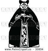 Vector Clip Art of Retro Queen in a Large Dress by Prawny Vintage