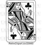 Vector Clip Art of Retro Queen of Clubs Playing Card by Prawny Vintage
