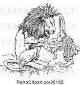 Vector Clip Art of Retro Rabbit Patching up a Lions Paw by Prawny Vintage