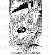 Vector Clip Art of Retro Rabbits in the Woods by Prawny Vintage