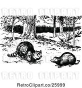 Vector Clip Art of Retro Raccoon and Possum by Prawny Vintage
