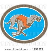 Vector Clip Art of Retro Racing Greyhound Dog in an Oval by Patrimonio