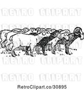 Vector Clip Art of Retro Ram with Sheep by Prawny Vintage