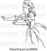 Vector Clip Art of Retro Reaching Blindfolded Lady by Prawny Vintage