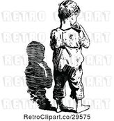 Vector Clip Art of Retro Rear View of a Boy Eating by Prawny Vintage