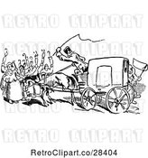 Vector Clip Art of Retro Rear View of a Carriage and People Blocking by Prawny Vintage