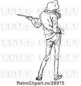 Vector Clip Art of Retro Rear View of a Guy with a Cane by Prawny Vintage