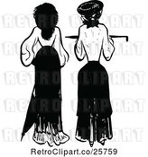 Vector Clip Art of Retro Rear View of Two Ladies by Prawny Vintage