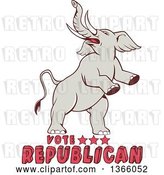 Vector Clip Art of Retro Rearing Political Elephant with Vote Republican Text by Patrimonio