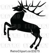 Vector Clip Art of Retro Rearing Stag Deer with Big Antlers by Prawny Vintage