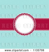 Vector Clip Art of Retro Red and Blue Christmas Background with Dots and a Frame by KJ Pargeter