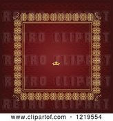 Vector Clip Art of Retro Red and Gold Luxury Wedding Invite with a Crown and Text Space 3 by