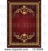 Vector Clip Art of Retro Red and Gold Luxury Wedding Invite with a Crown and Text Space 5 by