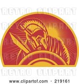 Vector Clip Art of Retro Red and Orange Roman Soldier Logo by Patrimonio