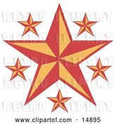 Vector Clip Art of Retro Red and Orange Stars over a White Background by Andy Nortnik
