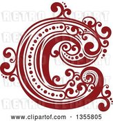 Vector Clip Art of Retro Red and White Capital Letter C with Flourishes by Vector Tradition SM