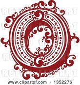 Vector Clip Art of Retro Red and White Capital Letter O with Flourishes by Vector Tradition SM