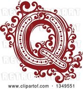 Vector Clip Art of Retro Red and White Capital Letter Q with Flourishes by Vector Tradition SM