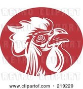 Vector Clip Art of Retro Red and White Rooster Logo by Patrimonio