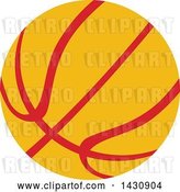 Vector Clip Art of Retro Red and Yellow Basketball by Patrimonio
