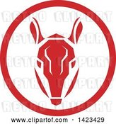 Vector Clip Art of Retro Red Armadillow Head in a Circle by Patrimonio