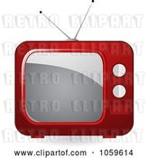 Vector Clip Art of Retro Red Box Television by Elaineitalia