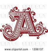 Vector Clip Art of Retro Red Capital Letter a with Flourishes by Vector Tradition SM
