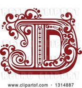 Vector Clip Art of Retro Red Capital Letter D with Flourishes by Vector Tradition SM