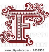 Vector Clip Art of Retro Red Capital Letter F with Flourishes by Vector Tradition SM