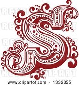 Vector Clip Art of Retro Red Capital Letter S with Flourishes by Vector Tradition SM