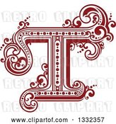 Vector Clip Art of Retro Red Capital Letter T with Flourishes by Vector Tradition SM
