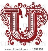 Vector Clip Art of Retro Red Capital Letter U with Flourishes by Vector Tradition SM