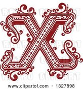 Vector Clip Art of Retro Red Capital Letter X with Flourishes by Vector Tradition SM