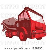 Vector Clip Art of Retro Red Cement Mixer Truck by Patrimonio