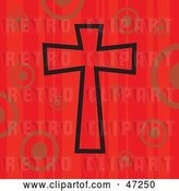 Vector Clip Art of Retro Red Circle Background with a Black Cross Outline by Prawny