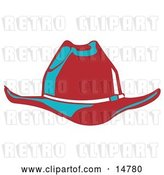 Vector Clip Art of Retro Red Cowboy Hat Cast in Blue Lighting by Andy Nortnik
